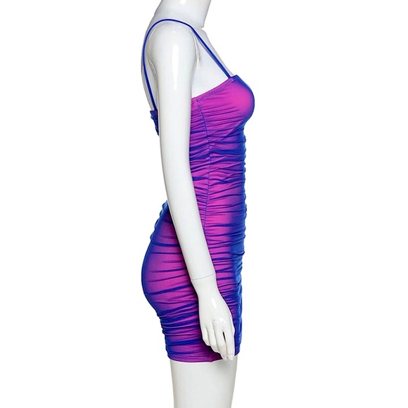 Vibrant purple ruched mini dress - Picture 8 of 16